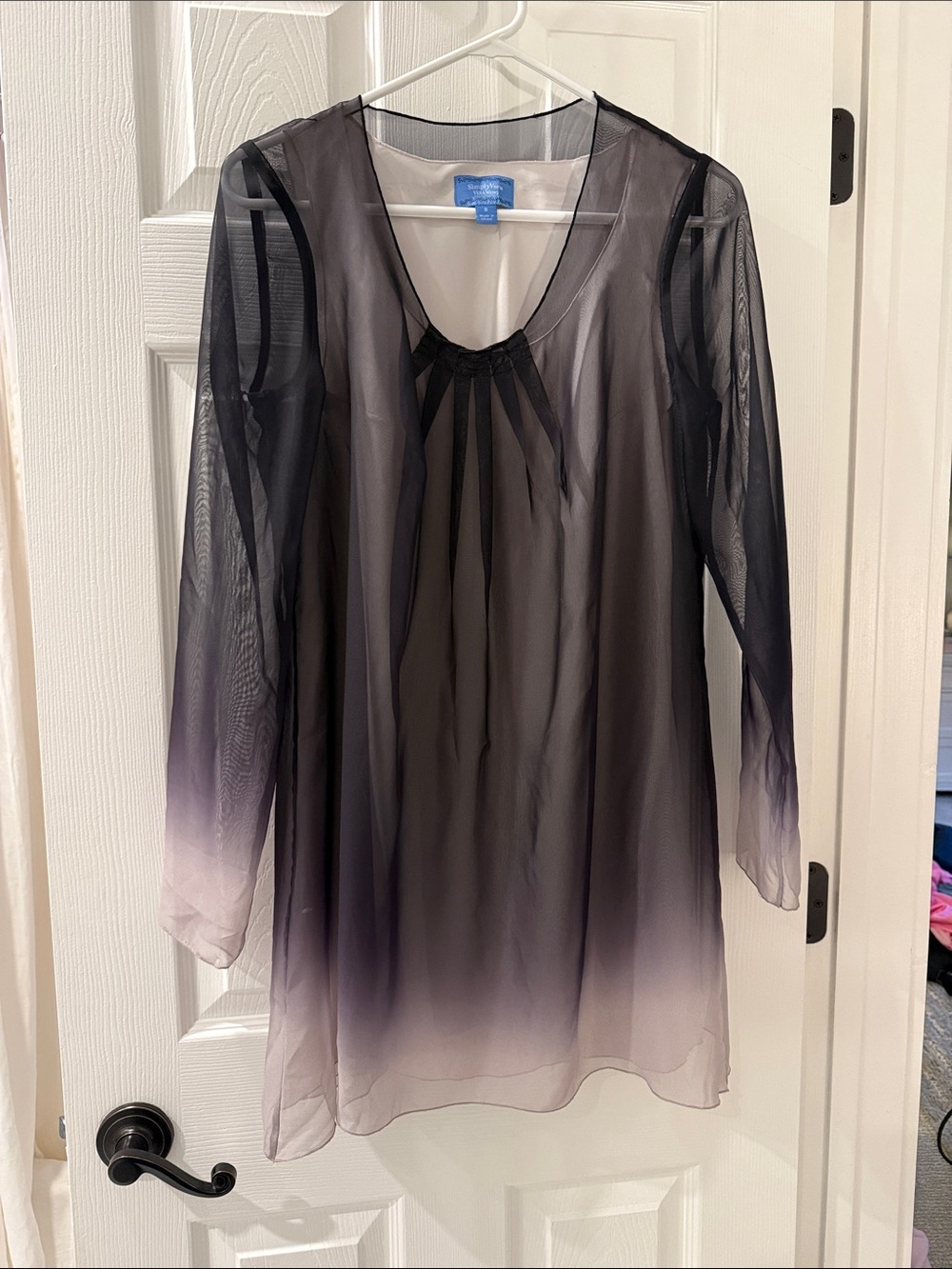 Simply Vera by Vera Wang Black Gray Ombre Sheer Tunic Dress Sz S